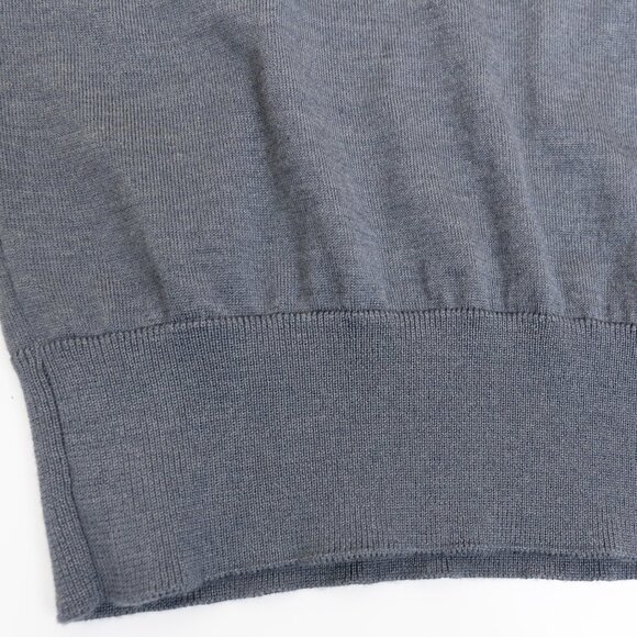 Zegna Cashseta Knit Polo Shirt Cashmere Silk Light Long Sleeve Gray 54 R - Picture 9 of 12